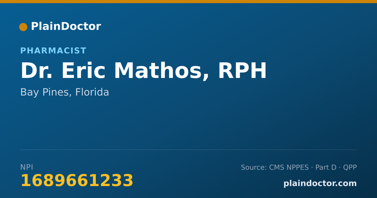 Shareable card for Eric Mathos, RPH - Pharmacist, Bay Pines, FL