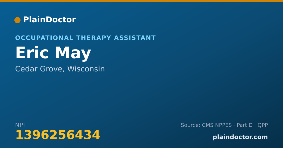 Shareable card for Eric May - Occupational Therapy Assistant, Cedar Grove, WI