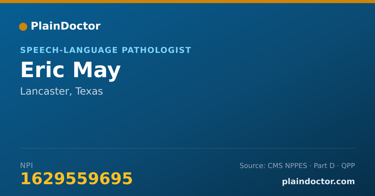 Shareable card for Eric May - Speech-Language Pathologist, Lancaster, TX