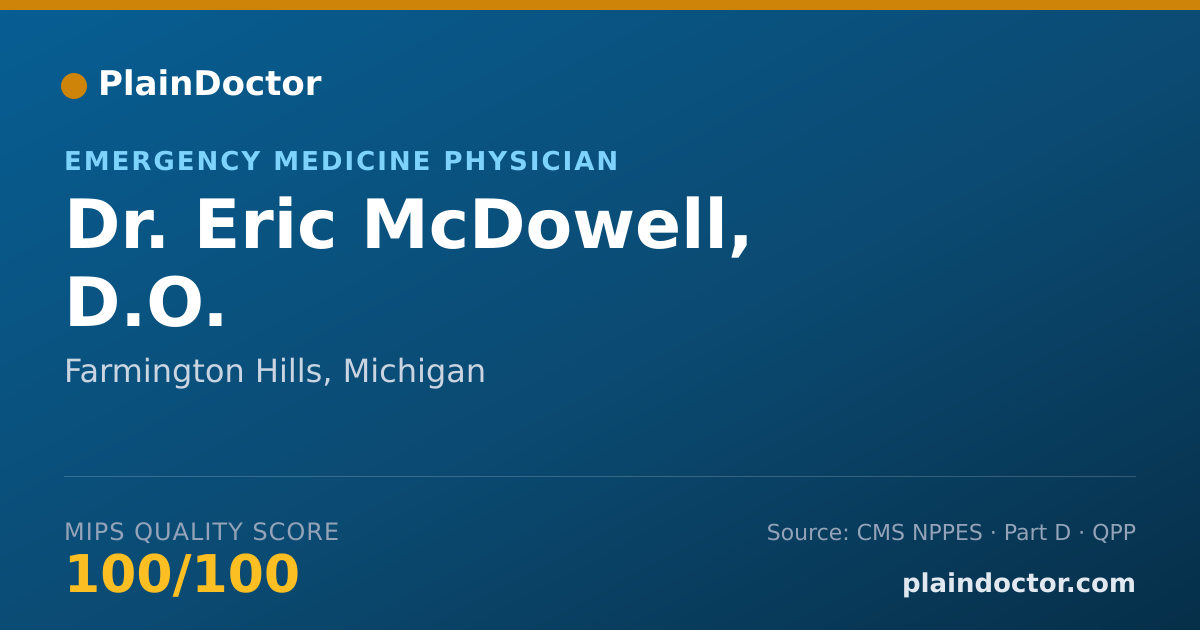 Shareable card for Eric McDowell, D.O. - Emergency Medicine Physician, Farmington Hills, MI