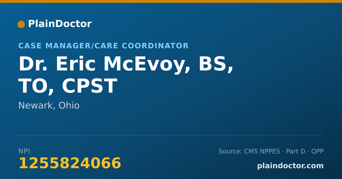 Shareable card for Eric McEvoy, BS, TO, CPST - Case Manager/Care Coordinator, Newark, OH