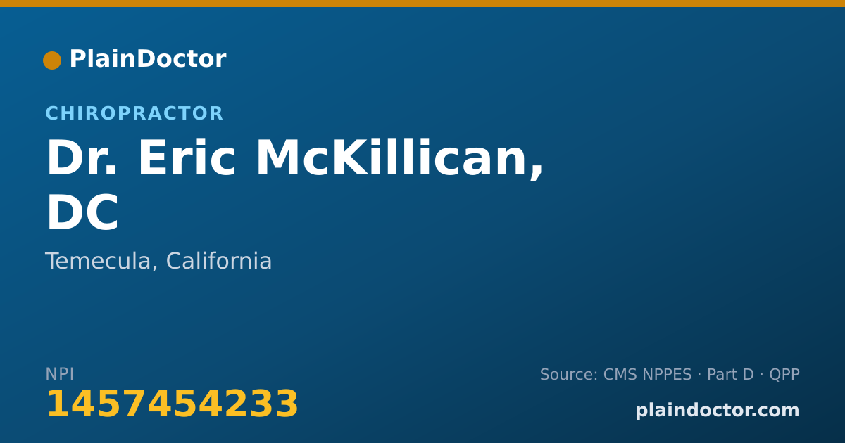 Shareable card for Eric McKillican, DC - Chiropractor, Temecula, CA