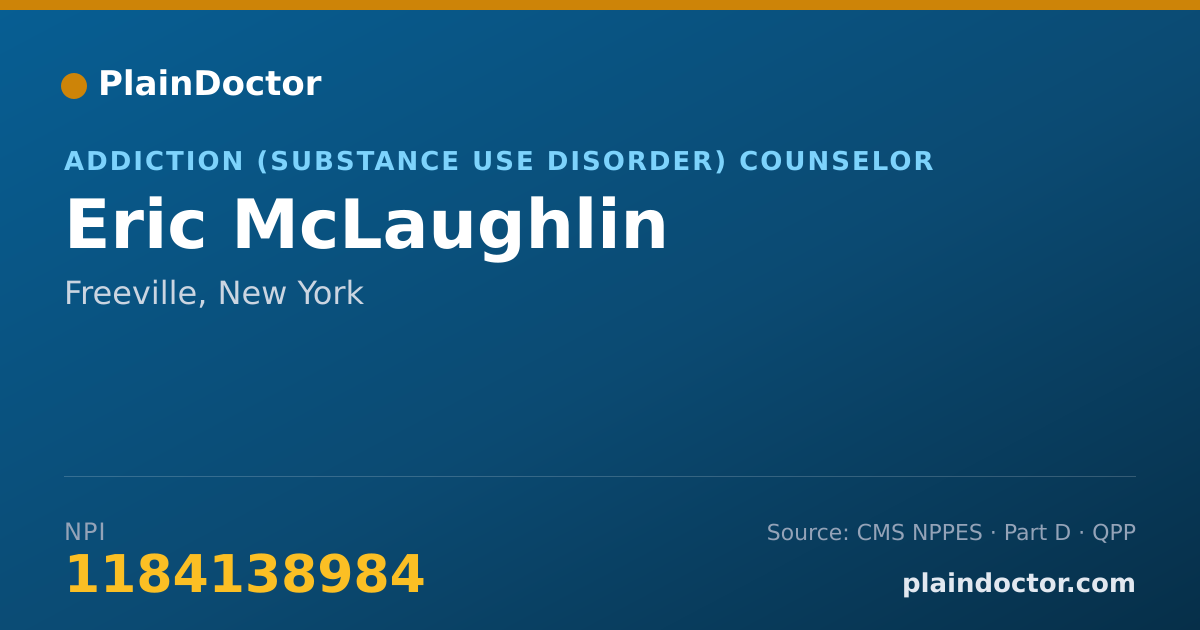 Shareable card for Eric McLaughlin - Addiction (Substance Use Disorder) Counselor, Freeville, NY