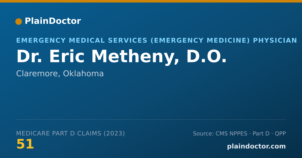 Shareable card for Eric Metheny, D.O. - Emergency Medical Services (Emergency Medicine) Physician, Claremore, OK