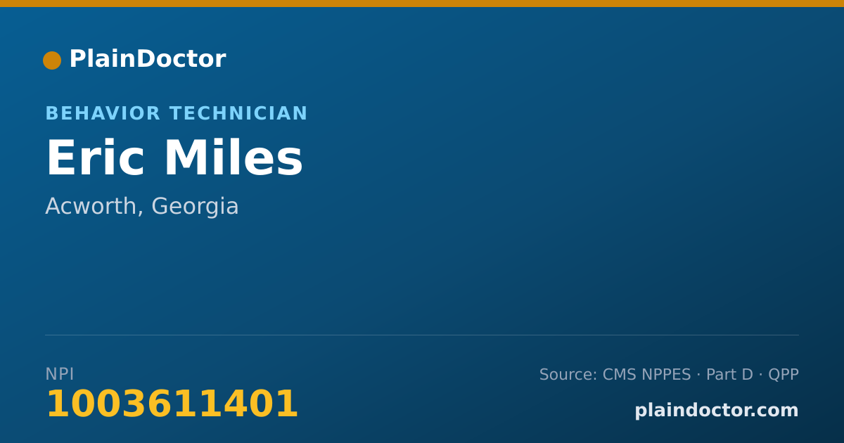 Shareable card for Eric Miles - Behavior Technician, Acworth, GA