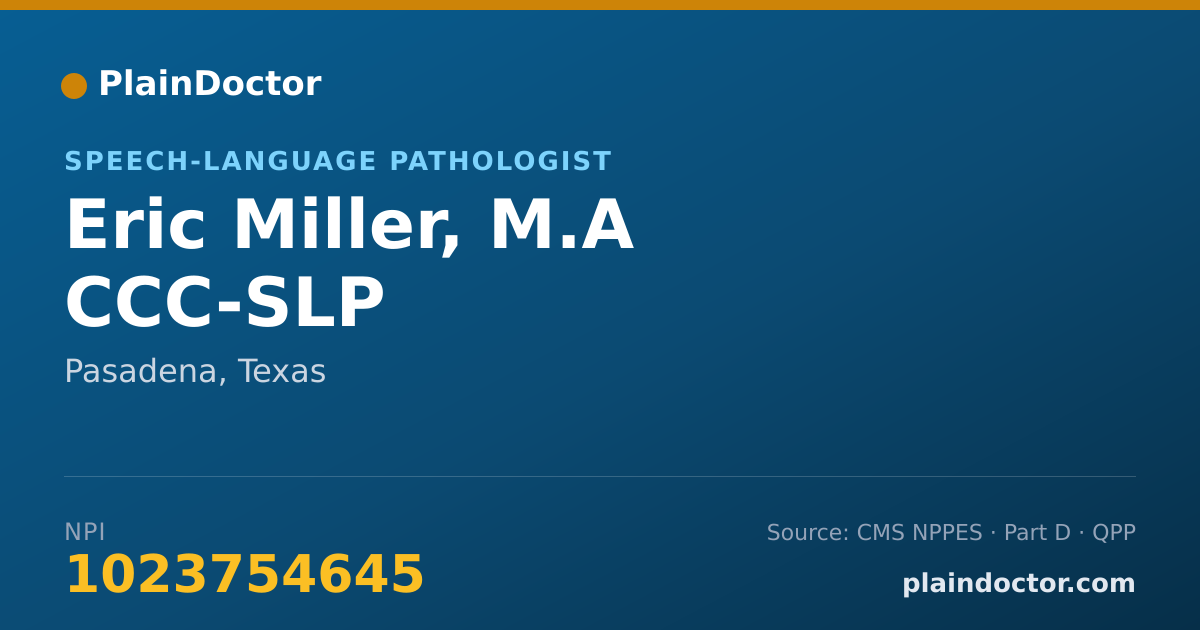 Shareable card for Eric Miller, M.A CCC-SLP - Speech-Language Pathologist, Pasadena, TX