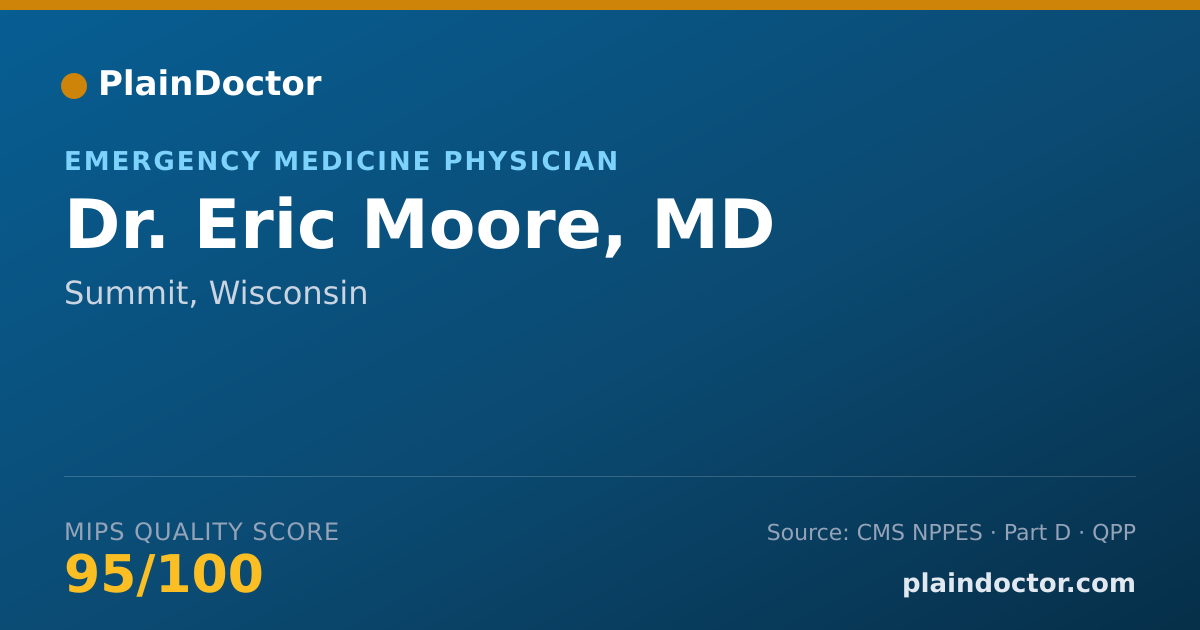 Shareable card for Eric Moore, MD - Emergency Medicine Physician, Summit, WI