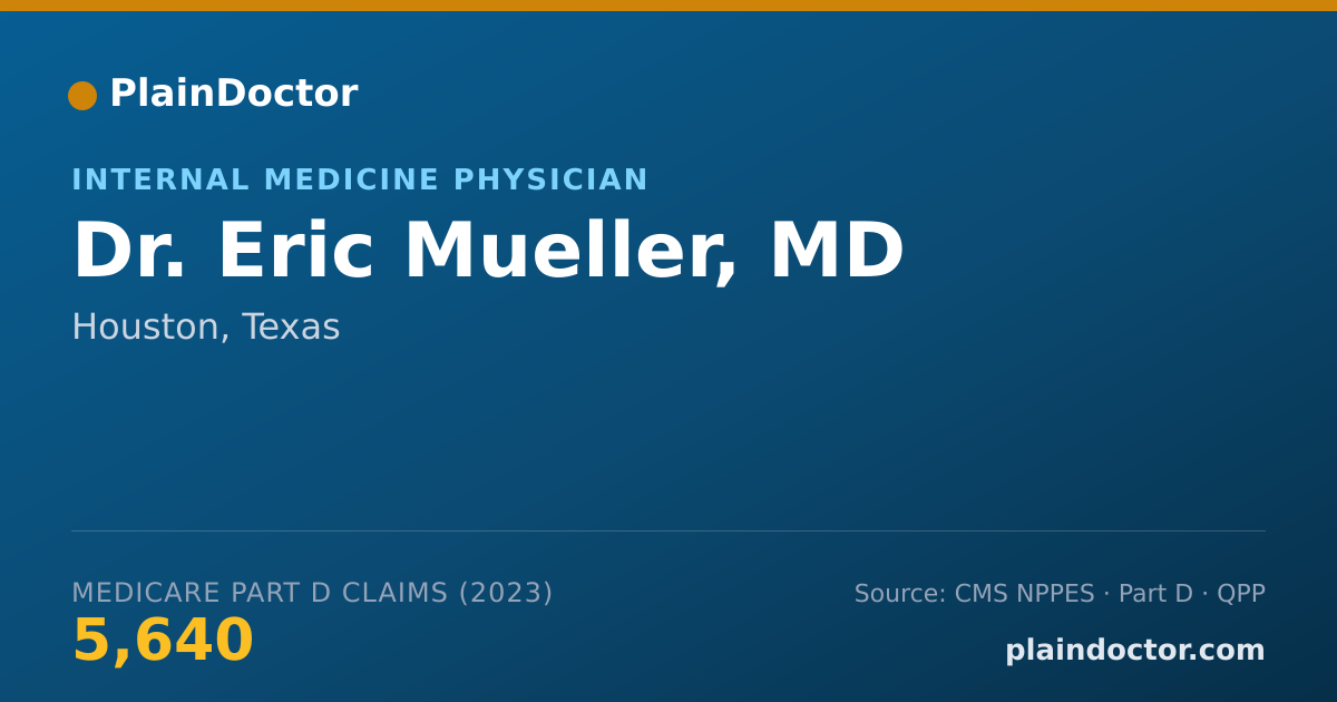 Shareable card for Eric Mueller, MD - Internal Medicine Physician, Houston, TX