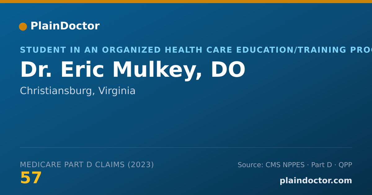 Shareable card for Eric Mulkey, DO - Student in an Organized Health Care Education/Training Program, Christiansburg, VA