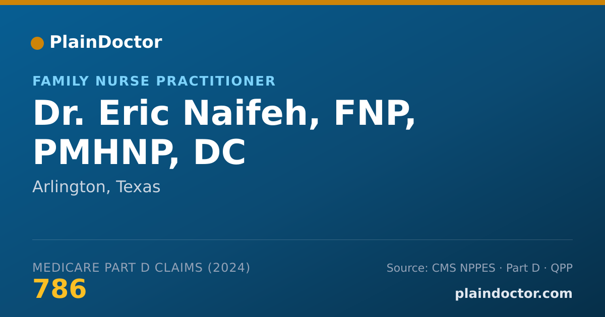 Shareable card for Eric Naifeh, FNP, PMHNP, DC - Chiropractor, Arlington, TX