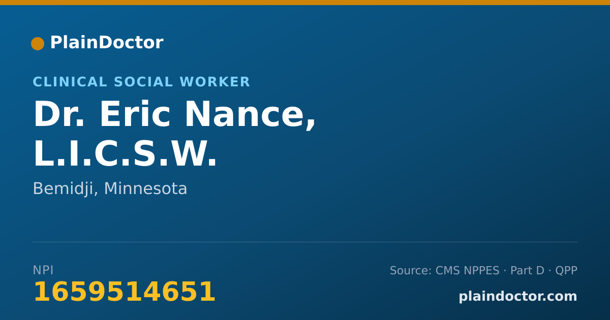 Shareable card for Eric Nance, L.I.C.S.W. - Clinical Social Worker, Bemidji, MN