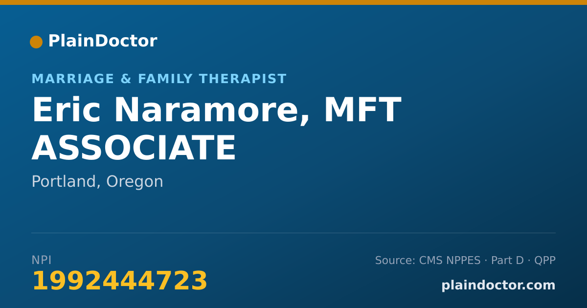 Shareable card for Eric Naramore, MFT ASSOCIATE - Marriage & Family Therapist, Portland, OR