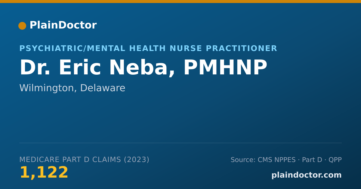 Shareable card for Eric Neba, PMHNP - Psychiatric/Mental Health Nurse Practitioner, Wilmington, DE