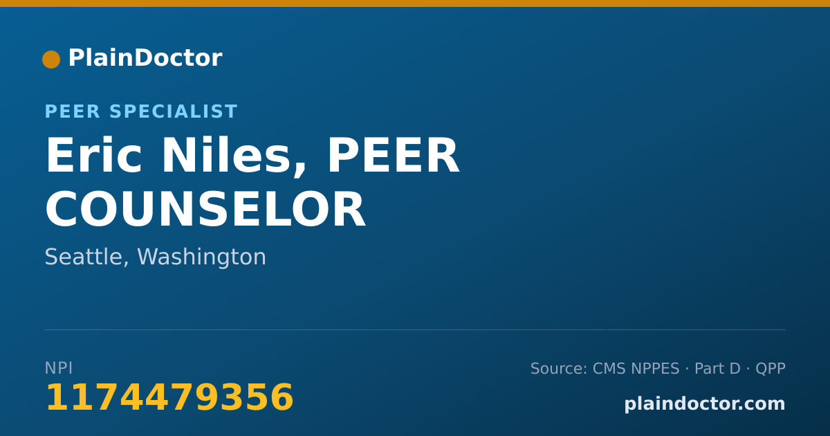Shareable card for Eric Niles, PEER COUNSELOR - Peer Specialist, Seattle, WA