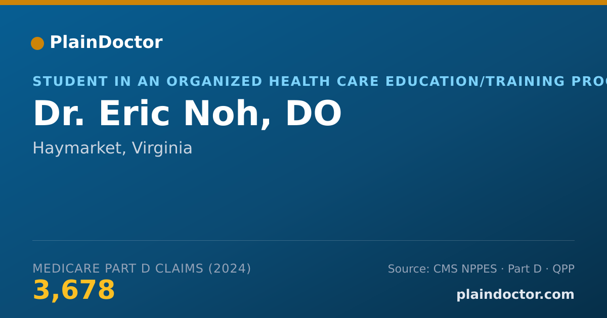 Shareable card for Eric Noh, DO - Student in an Organized Health Care Education/Training Program, Haymarket, VA