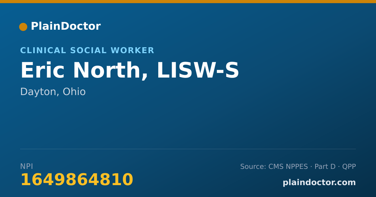 Shareable card for Eric North, LISW-S - Clinical Social Worker, Dayton, OH