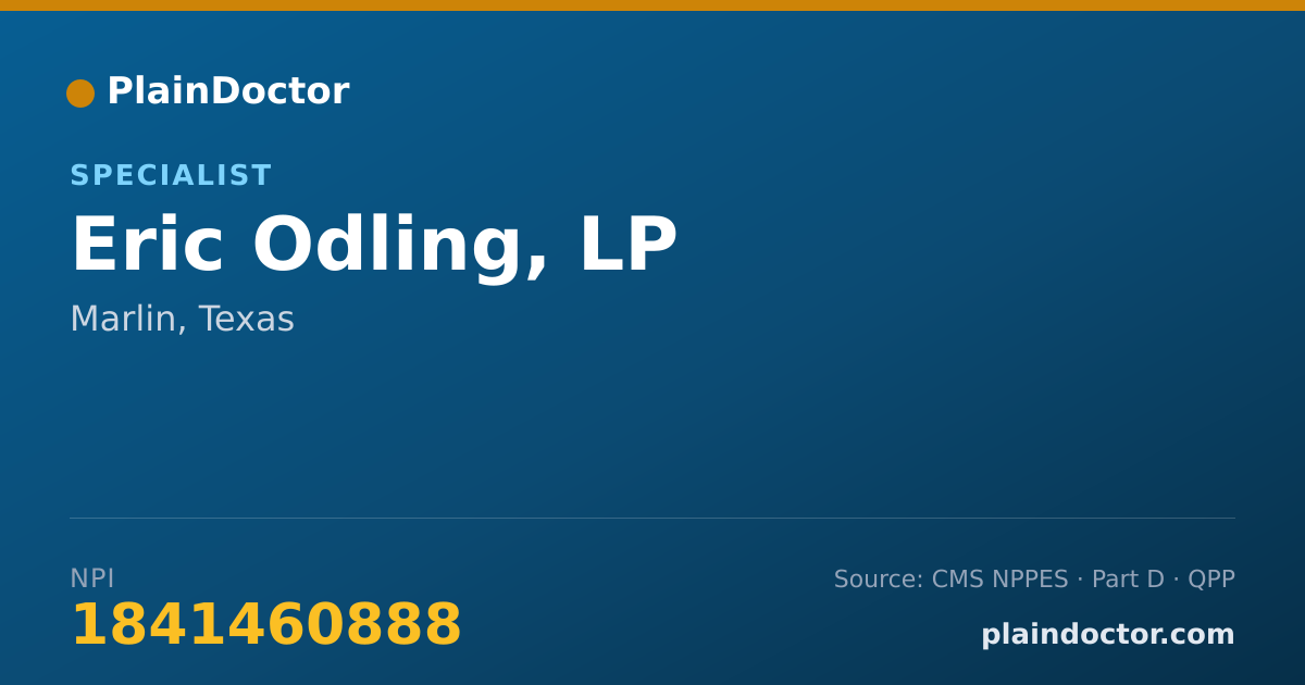 Shareable card for Eric Odling, LP - Specialist, Marlin, TX