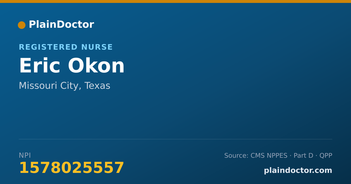 Shareable card for Eric Okon - Registered Nurse, Missouri City, TX