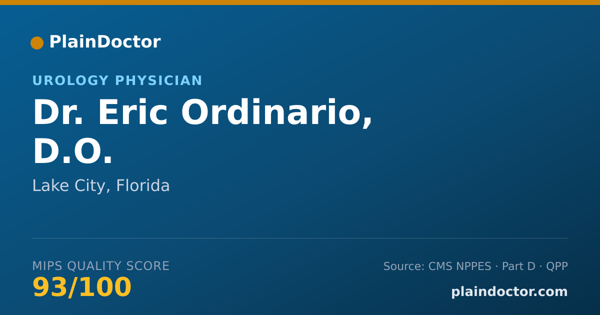 Shareable card for Eric Ordinario, D.O. - Urology Physician, Lake City, FL