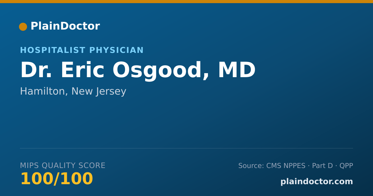 Shareable card for Eric Osgood, MD - Hospitalist Physician, Hamilton, NJ