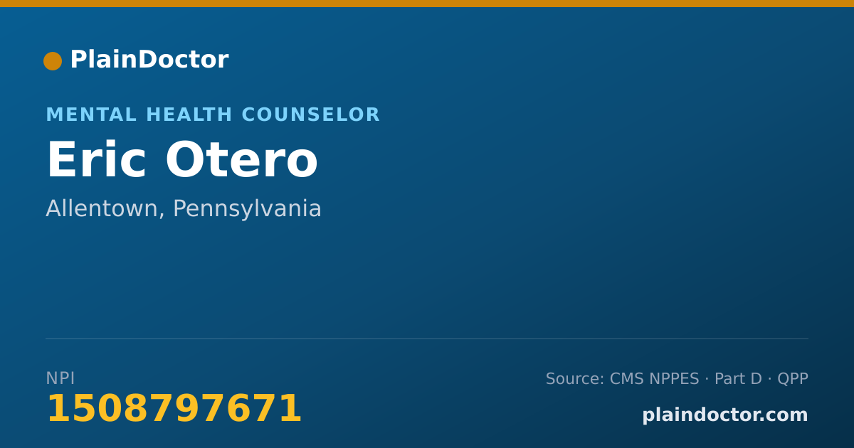 Shareable card for Eric Otero - Mental Health Counselor, Allentown, PA