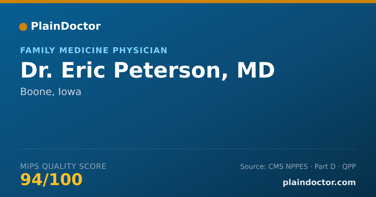 Shareable card for Eric Peterson, MD - Family Medicine Physician, Boone, IA