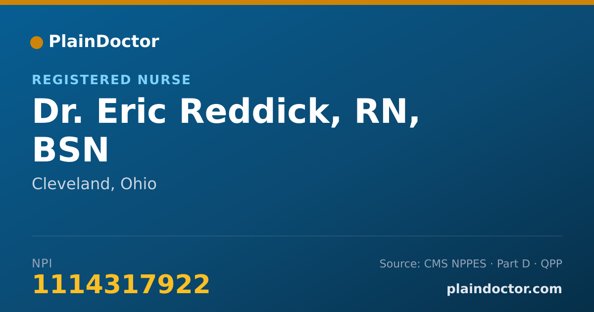 Shareable card for Eric Reddick, RN, BSN - Registered Nurse, Cleveland, OH