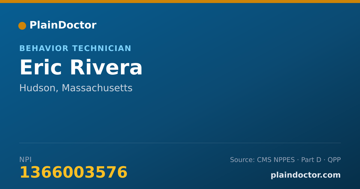 Shareable card for Eric Rivera - Behavior Technician, Hudson, MA