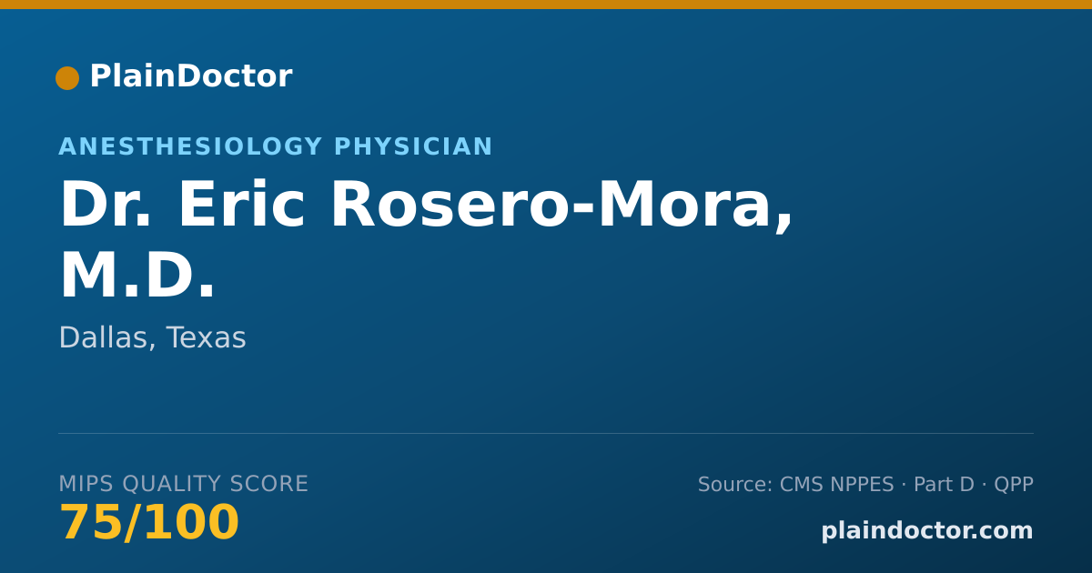Shareable card for Eric Rosero-Mora, M.D. - Anesthesiology Physician, Dallas, TX