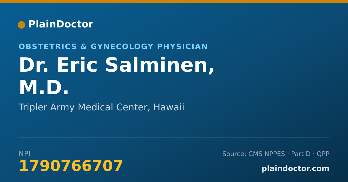 Shareable card for Eric Salminen, M.D. - Obstetrics & Gynecology Physician, Tripler Army Medical Center, HI