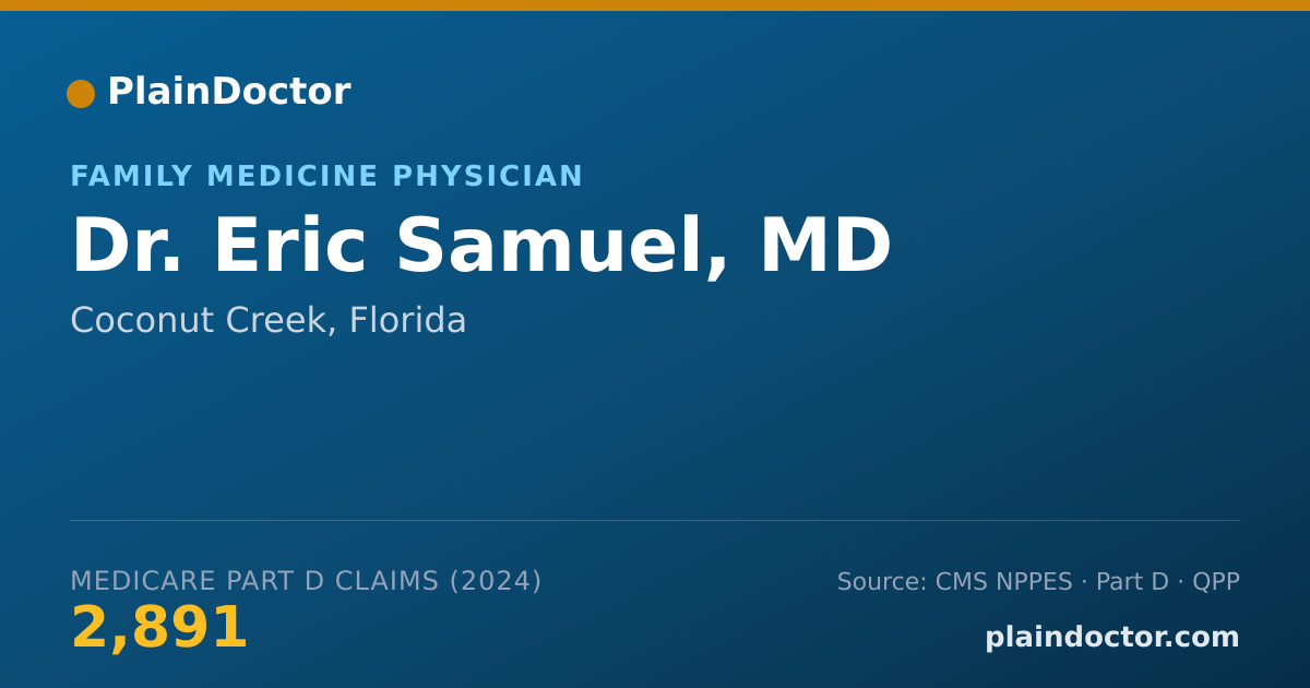 Shareable card for Eric Samuel, MD - Family Medicine Physician, Coconut Creek, FL