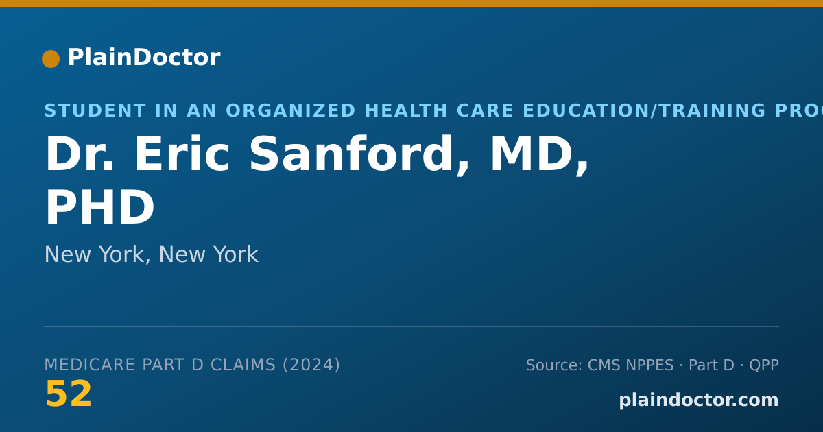 Shareable card for Eric Sanford, MD, PHD - Student in an Organized Health Care Education/Training Program, New York, NY