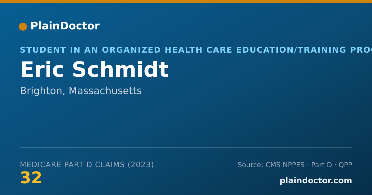 Shareable card for Eric Schmidt - Student in an Organized Health Care Education/Training Program, Brighton, MA