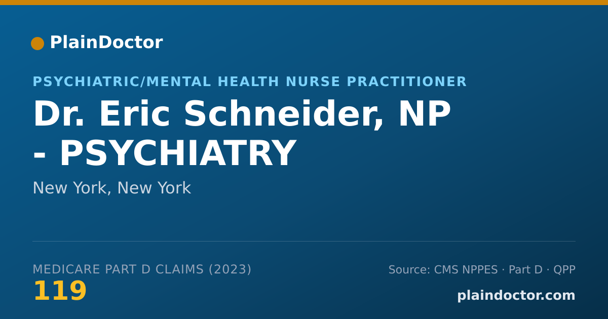 Shareable card for Eric Schneider, NP - PSYCHIATRY - Psychiatric/Mental Health Nurse Practitioner, New York, NY
