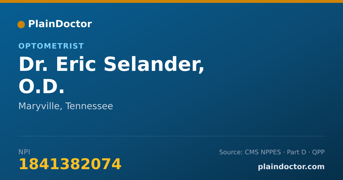 Shareable card for Eric Selander, O.D. - Optometrist, Maryville, TN