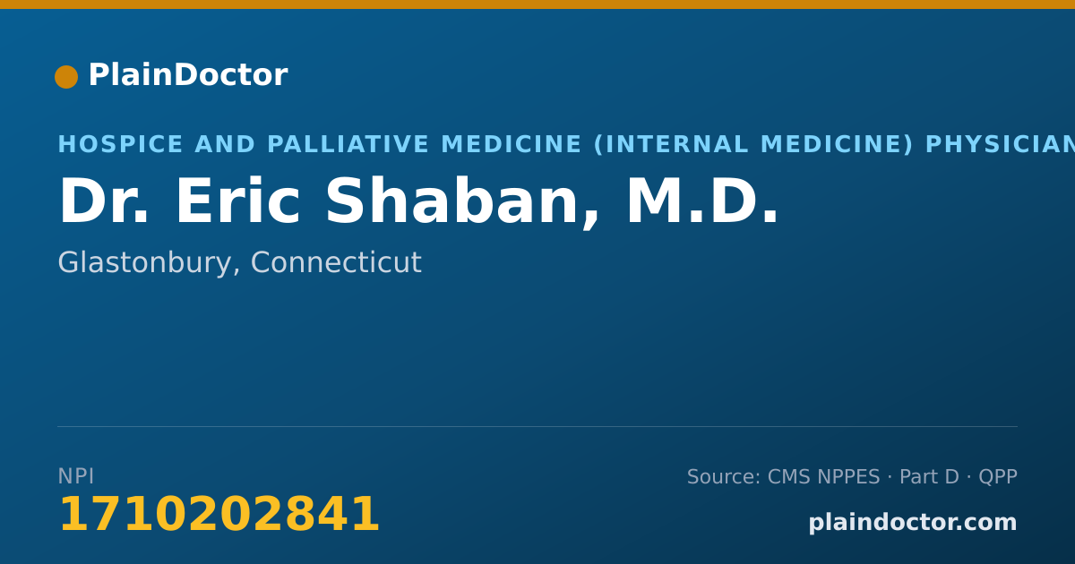 Shareable card for Eric Shaban, M.D. - Hospice and Palliative Medicine (Internal Medicine) Physician, Glastonbury, CT