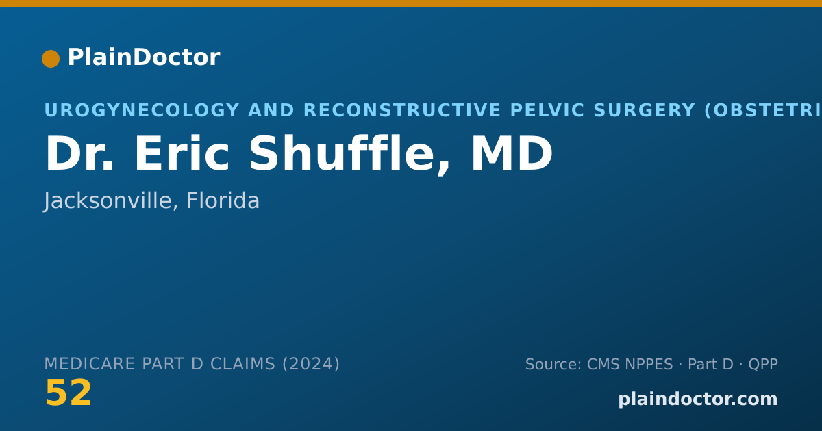 Shareable card for Eric Shuffle, MD - Urogynecology and Reconstructive Pelvic Surgery (Obstetrics & Gynecology) Physician, Jacksonville, FL