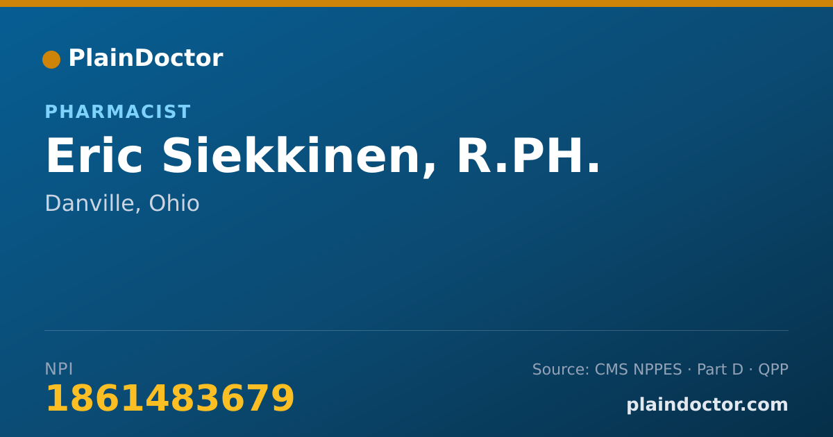 Shareable card for Eric Siekkinen, R.PH. - Pharmacist, Danville, OH