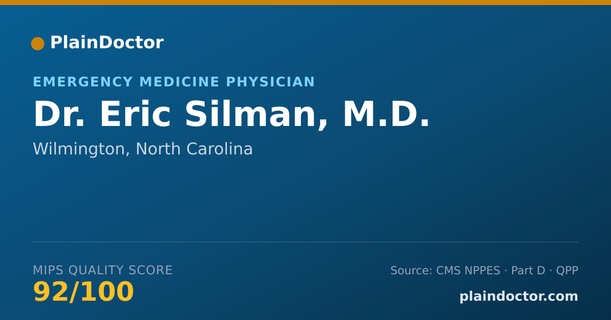 Shareable card for Eric Silman, M.D. - Emergency Medicine Physician, Wilmington, NC