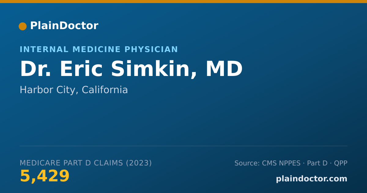 Shareable card for Eric Simkin, MD - Internal Medicine Physician, Harbor City, CA
