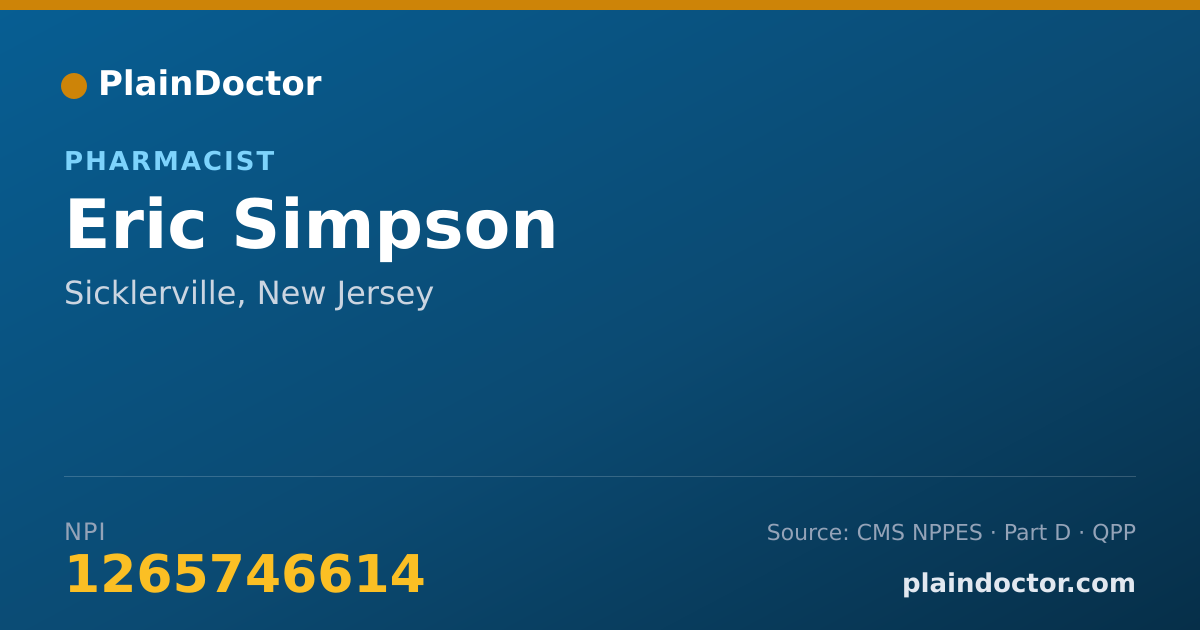 Shareable card for Eric Simpson - Pharmacist, Sicklerville, NJ
