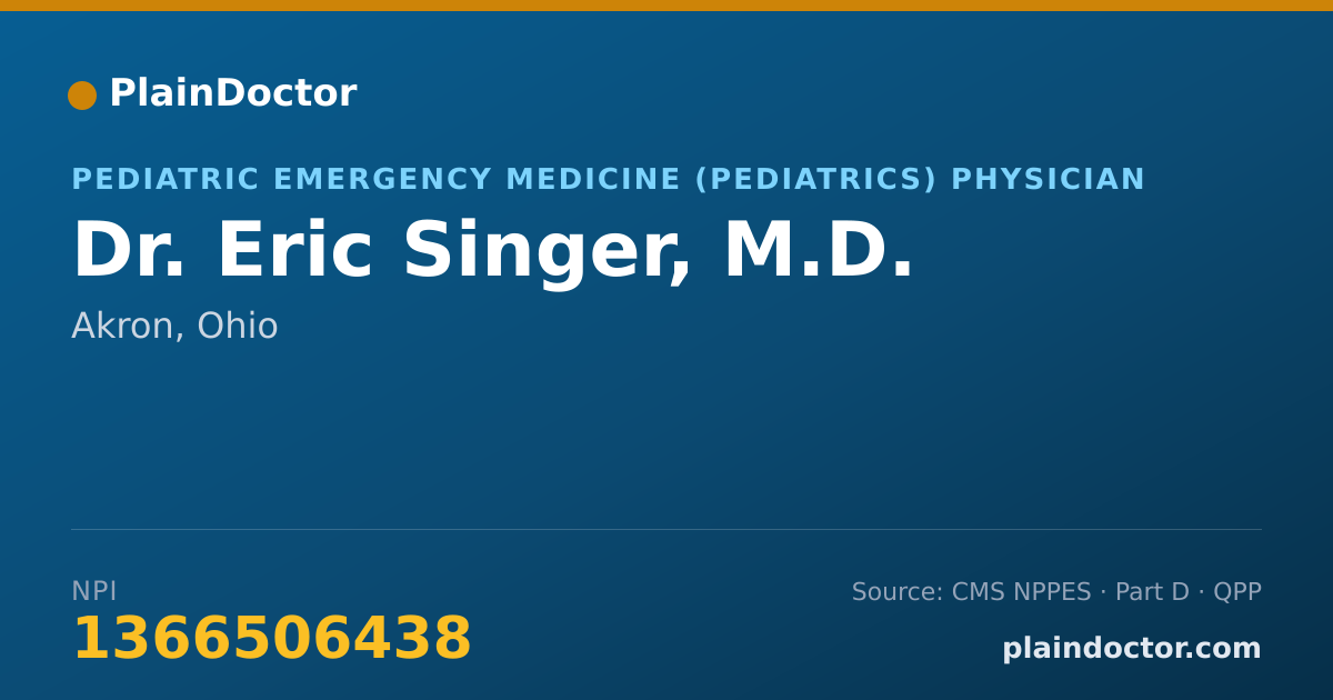 Shareable card for Eric Singer, M.D. - Pediatric Emergency Medicine (Pediatrics) Physician, Akron, OH