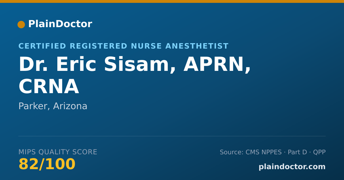 Shareable card for Eric Sisam, APRN, CRNA - Certified Registered Nurse Anesthetist, Parker, AZ