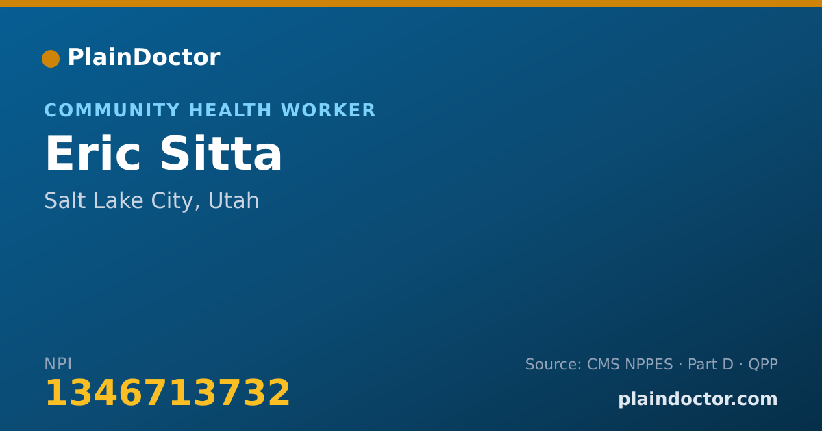 Shareable card for Eric Sitta - Community Health Worker, Salt Lake City, UT