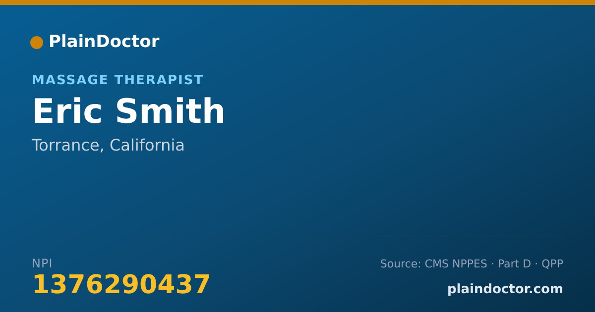 Shareable card for Eric Smith - Massage Therapist, Torrance, CA