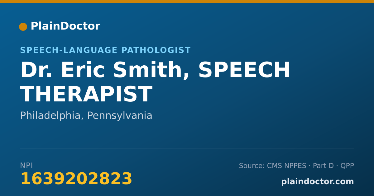Shareable card for Eric Smith, SPEECH THERAPIST - Speech-Language Pathologist, Philadelphia, PA