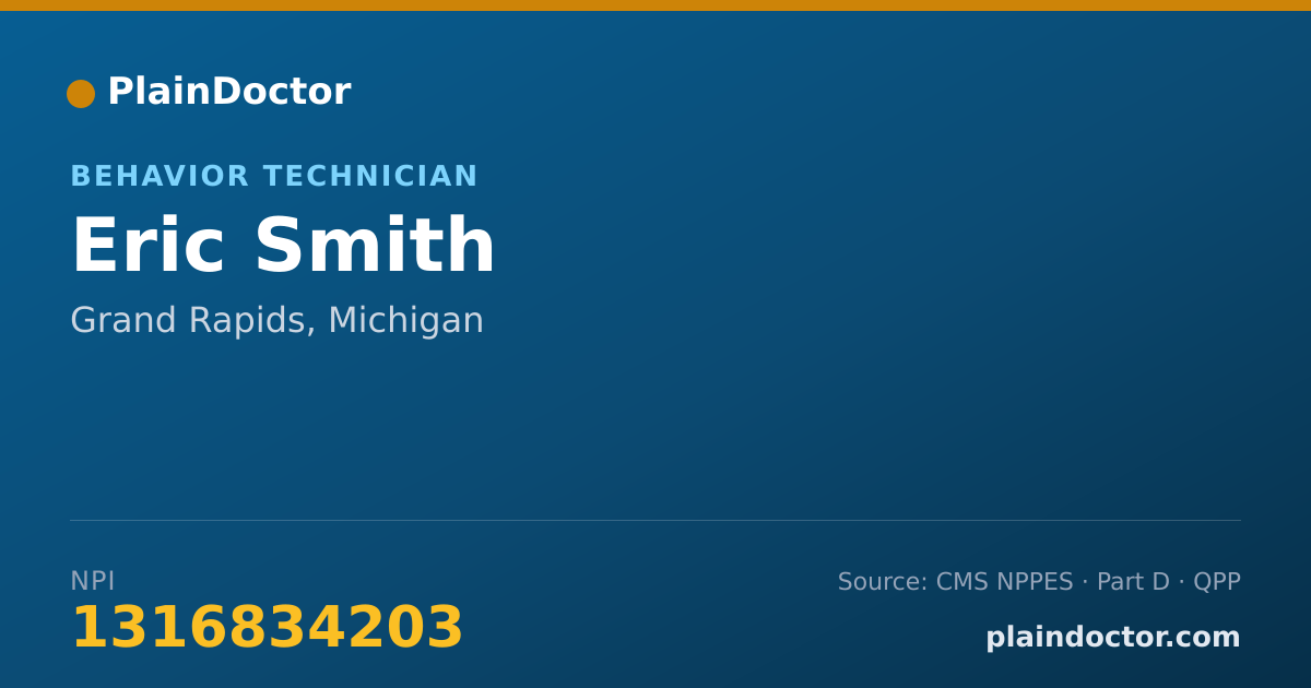 Shareable card for Eric Smith - Behavior Technician, Grand Rapids, MI
