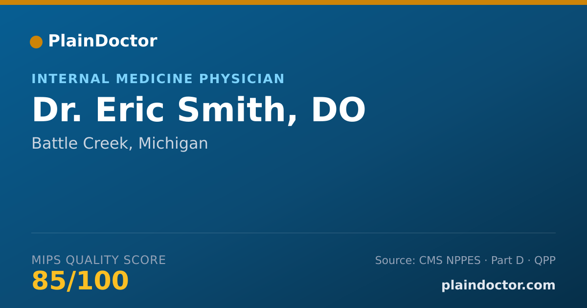 Shareable card for Eric Smith, DO - Internal Medicine Physician, Battle Creek, MI