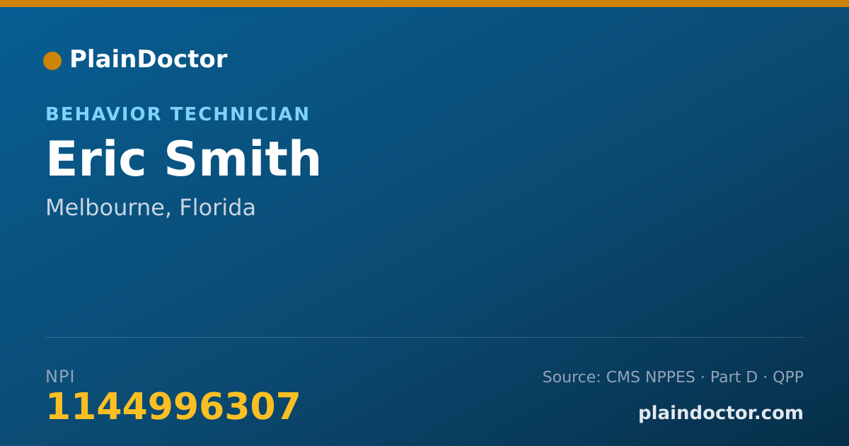 Shareable card for Eric Smith - Behavior Technician, Melbourne, FL