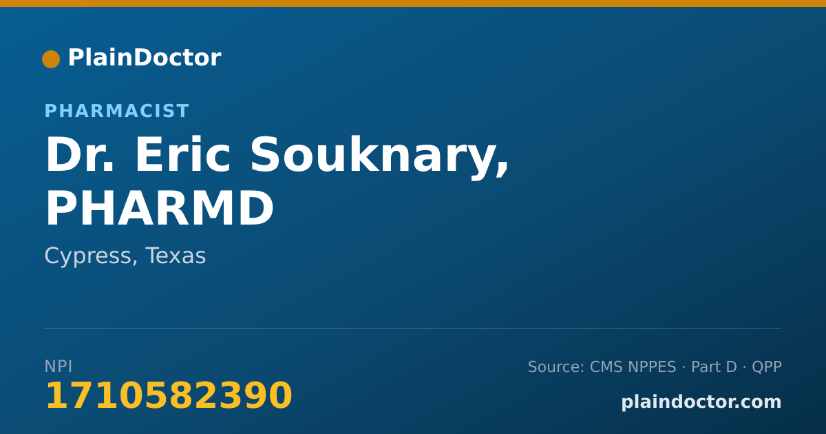 Shareable card for Eric Souknary, PHARMD - Pharmacist, Cypress, TX